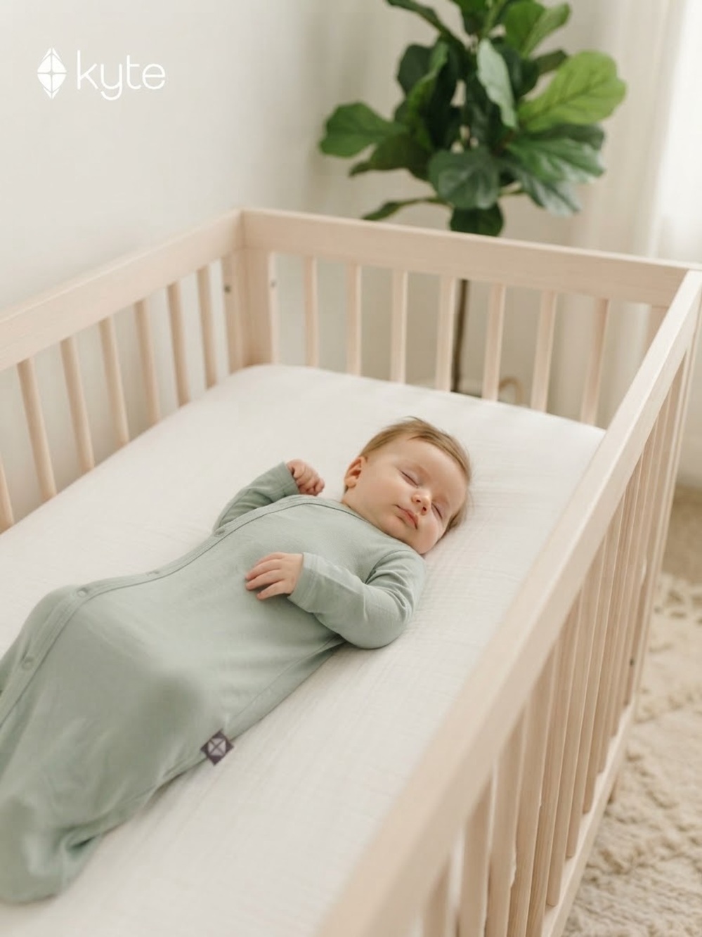 Kyte Baby Sage Green Bamboo Zipper Sleep Gown - Soft Infant Pajamas